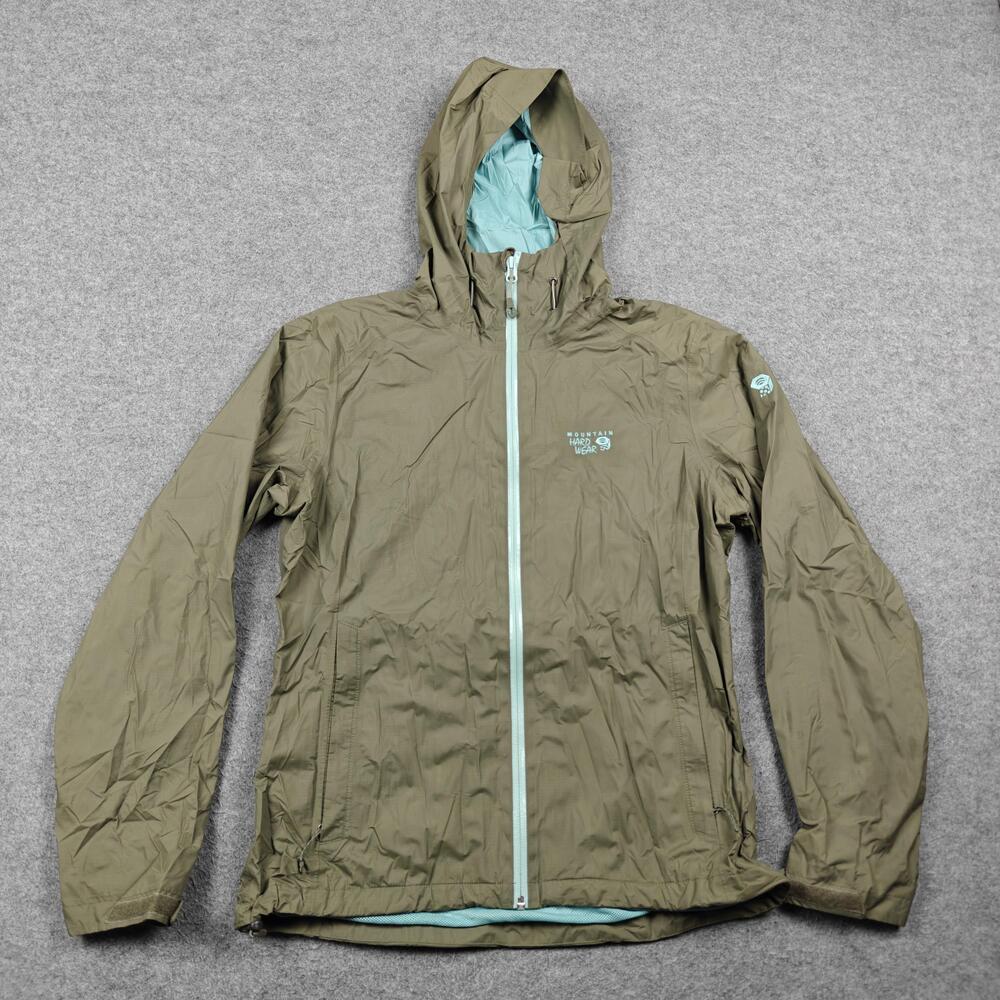 Mountain Hardwear Jacket Womens Medium Green Hooded Lined Windbreaker Full Zip